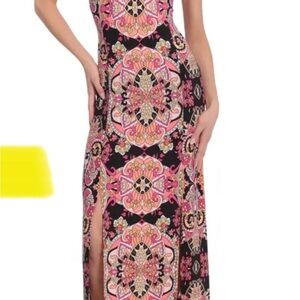 London Times Black and Pink  Maxi Dress